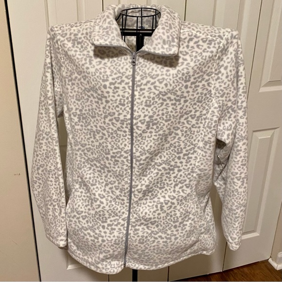 Old Navy Gray Leopard Full Zip Fleece Jacket Size XXL - NEW - Picture 1 of 8